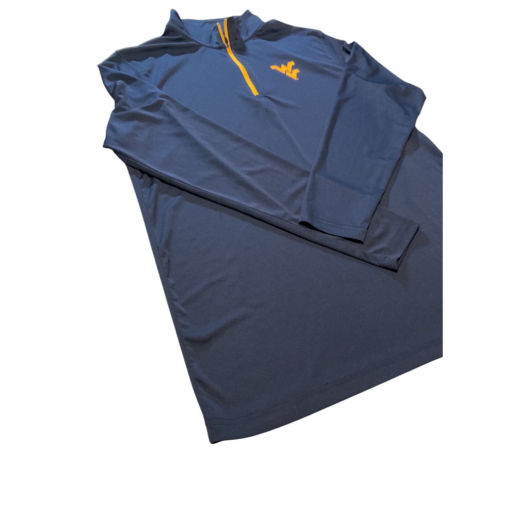 Colosseum Mens‎ Navy Blue WVU Mountaineers 1/4 Zip Pull Long Sleeve Shirt Size L